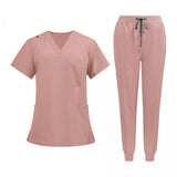 Maxbell 2xNursing Uniforms Scrub Set Short Sleeve Nurse Top and Pants for Pet Groomer