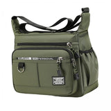 Maxbell 2xMen Shoulder Bag with Zipper Closure Girls Oxford Multilayer Pocket Tote Bag green