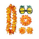Maxbell 4xHawaiian Necklace Costume Set Beach Womens Fancy Dress Dress Decor Headband Orange