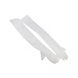 Maxbell 2xBridal Gloves Full Finger with Rhinestones Mesh Opera Gloves for Accessories