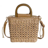 Maxbell 2xStraw Woven Handbag Handwoven Casual Bags Wallet for Dances Vacation Parties Khaki