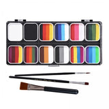 Maxbell 3xPainting Palette Makeup Washable with 3 Brushes Supplies Face Body Paint Set
