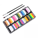 Maxbell 2xFace Body Paint Set with Artist Brushes Dancing Rave Painting Palette Makeup