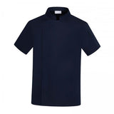 Maxbell 2xChef Coat Jacket with Pocket Short Sleeve Shirt Breathable Waiter Apparel L Dark Blue