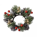 Maxbell 2xChristmas Candle Ring Wreath Supplies Decor Candle Holder for Home Party Bar Gold Red