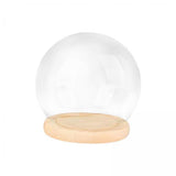 Maxbell 2xDisplay Dome with Base Transparent Showcase Glass Cover Container Glass Dome 15cm Wood Base