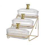 Maxbell 2xDried Fruit Dish Transparent Snack Plates for Appetizer Candies Dried Fruits 3 Tier