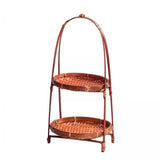 Maxbell 2xBamboo Woven Fruit Basket Decor Bamboo Storage Basket for Kitchen Table Cafe 2 Layers 38cmx22cm