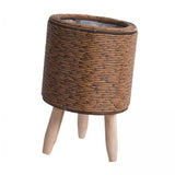 Maxbell 2xWoven Basket Plant Stand with Legs Flower Pot for Apartment Drawing Room Cylinder Dark Brown
