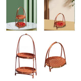 Maxbell 2x Woven Fruit Basket Decor Bamboo Storage Basket for Kitchen Table Cafe