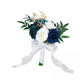 Maxbell 2xBridesmaid Flower Bridal Holding Wedding Bouquet for Wedding Home Graduation Blue White