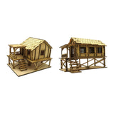 Maxbell 2 Piece 3D Wooden Puzzle 1/72 Wooden Cabin for Architecture Model Sand Table