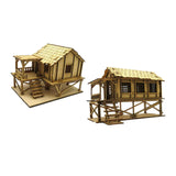 Maxbell 2 Piece 3D Wooden Puzzle 1/72 Wooden Cabin for Architecture Model Sand Table
