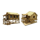 Maxbell 2 Piece 3D Wooden Puzzle 1/72 Wooden Cabin for Architecture Model Sand Table