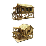 Maxbell 2 Piece 3D Wooden Puzzle 1/72 Wooden Cabin for Architecture Model Sand Table