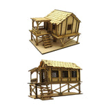 Maxbell 2 Piece 3D Wooden Puzzle 1/72 Wooden Cabin for Architecture Model Sand Table