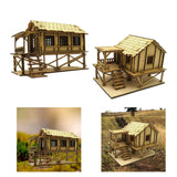 Maxbell 2 Piece 3D Wooden Puzzle 1/72 Wooden Cabin for Architecture Model Sand Table