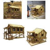 Maxbell 2 Piece 3D Wooden Puzzle 1/72 Wooden Cabin for Architecture Model Sand Table
