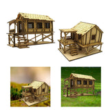 Maxbell 2 Piece 3D Wooden Puzzle 1/72 Wooden Cabin for Architecture Model Sand Table