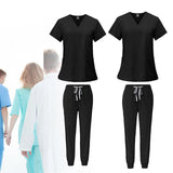 Maxbell 2 Piece Female Scrub Set Machine Washable Nurse Work Clothing for Salon