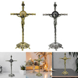 Maxbell 2 Piece Wall Cross Statue Miniature Cross Statue for Cabinet Bedroom