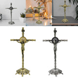 Maxbell 2 Piece Wall Cross Statue Miniature Cross Statue for Cabinet Bedroom