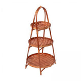 Maxbell 2xBamboo Woven Fruit Basket Decor Bamboo Storage Basket for Kitchen Table Cafe 3 Layers 45cmx22cm