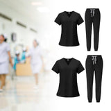 Maxbell 2 Piece Female Scrub Set Machine Nurse Work Clothing for Beauty Salon