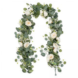 Maxbell 2xArtificial Vines Fake Eucalyptus Leaves Hanging Plants for Holiday Wall Home
