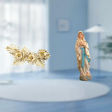 Maxbell Virgin Mary Statue Crafts Religious Sculpture with Flower Wall Decor