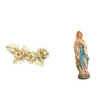 Maxbell Virgin Mary Statue Crafts Religious Sculpture with Flower Wall Decor