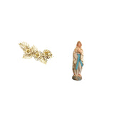 Maxbell Virgin Mary Statue Crafts Religious Sculpture with Flower Wall Decor