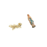 Maxbell Virgin Mary Statue Crafts Religious Sculpture with Flower Wall Decor