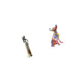African Tribal Lady Sculpture with Colorful Dog Figurine Multicolor Lightweight Decorative Home Decor for Hotels and Living Room