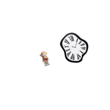 God of Fortune Statue with Creative Distorted Acrylic Melting Clock for Unique Luxury Interior New Year Desktop Shop Decor