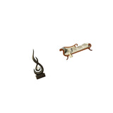 Modern Resin Flame Sculpture and Miniature Wooden Sofa Bed Art Ornament for Living Room Cabinet Dollhouse Furniture Photo Props Decor