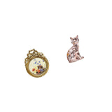 Antique Cat Photo Frame Vintage Animal Figurine Round Ornate European Sculpture Art Craft Ornament for Wedding Gift Ideas and Fireplace Display