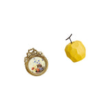 Antique Porcelain Photo Frame Vintage Fruit Sculpture Round Ornate European Desktop Wall Picture Display Collectible Table Statue Geometric Decor for Wedding Festival Office Gift Ideas