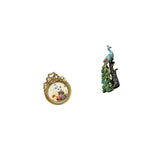 Antique Peacock Photo Frame Vintage Animal Sculpture Round Ornate European Tabletop Ornament for Wedding Gift Ideas Bedroom Office Living Room Bookshelf Home Decoration