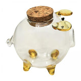 2xGlass Pig Piggy Bank Animal Statue Tabletop Decoration Cute Money Saving Jar
