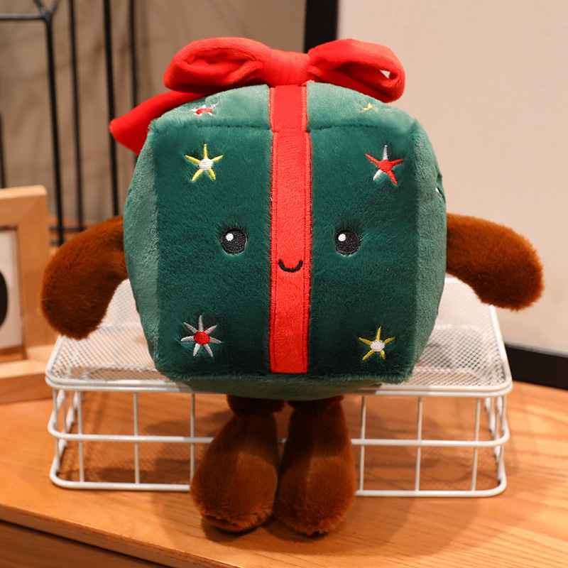 Christmas Series Plush Doll Set Gingerbread Man Santa Claus And Gift Box Doll