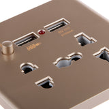 Maxbell Maxbell Gold 2.1A 2 USB Wall Socket Charger Power Panel Receptacle 5 Outlet Switch