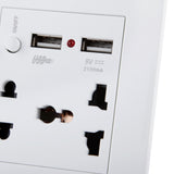 Maxbell Maxbell White 2.1A 2 USB Wall Socket Charger Power Panel Receptacle 5 Outlet Switch