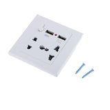 Maxbell Maxbell White 2.1A 2 USB Wall Socket Charger Power Panel Receptacle 5 Outlet Switch