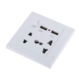 Maxbell Maxbell White 2.1A 2 USB Wall Socket Charger Power Panel Receptacle 5 Outlet Switch