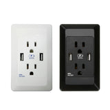 Maxbell Maxbell US Plug Dual USB Port Wall Socket Charger AC Power Outlet Plate Panel -Black