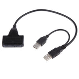 Maxbell Maxbell Dual USB 2.0 to SATA 15+7 Pin Data Power Cable Connector for 2.5" HDD