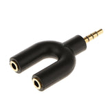 Maxbell 3.5mm Stereo Audio Jack Earphone Headphone 2 Way U Splitter Adapter Black - Aladdin Shoppers