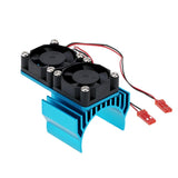 Maxbell 540 550 Motor Heat Sink with Double Fan Cooling for 1/10 HSP RC Car Blue
