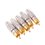 Maxbell 2x5X RCA Plug Male Solderless Gold Plated Audio Video Adapter Connector